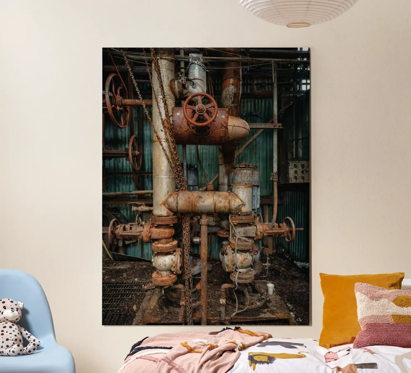 oude oliemachine poster van landtengs