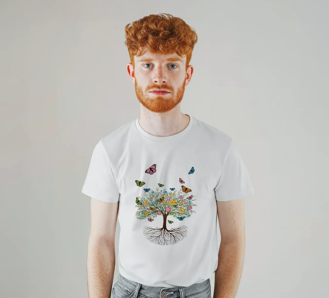 Tree of life with butterflies and flowers t-shirt by BwiseLizzy