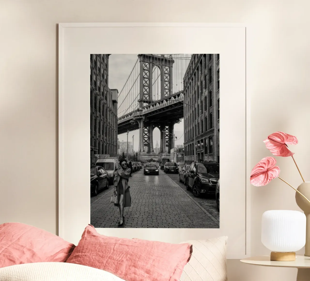 Woman poster by memory in photograph