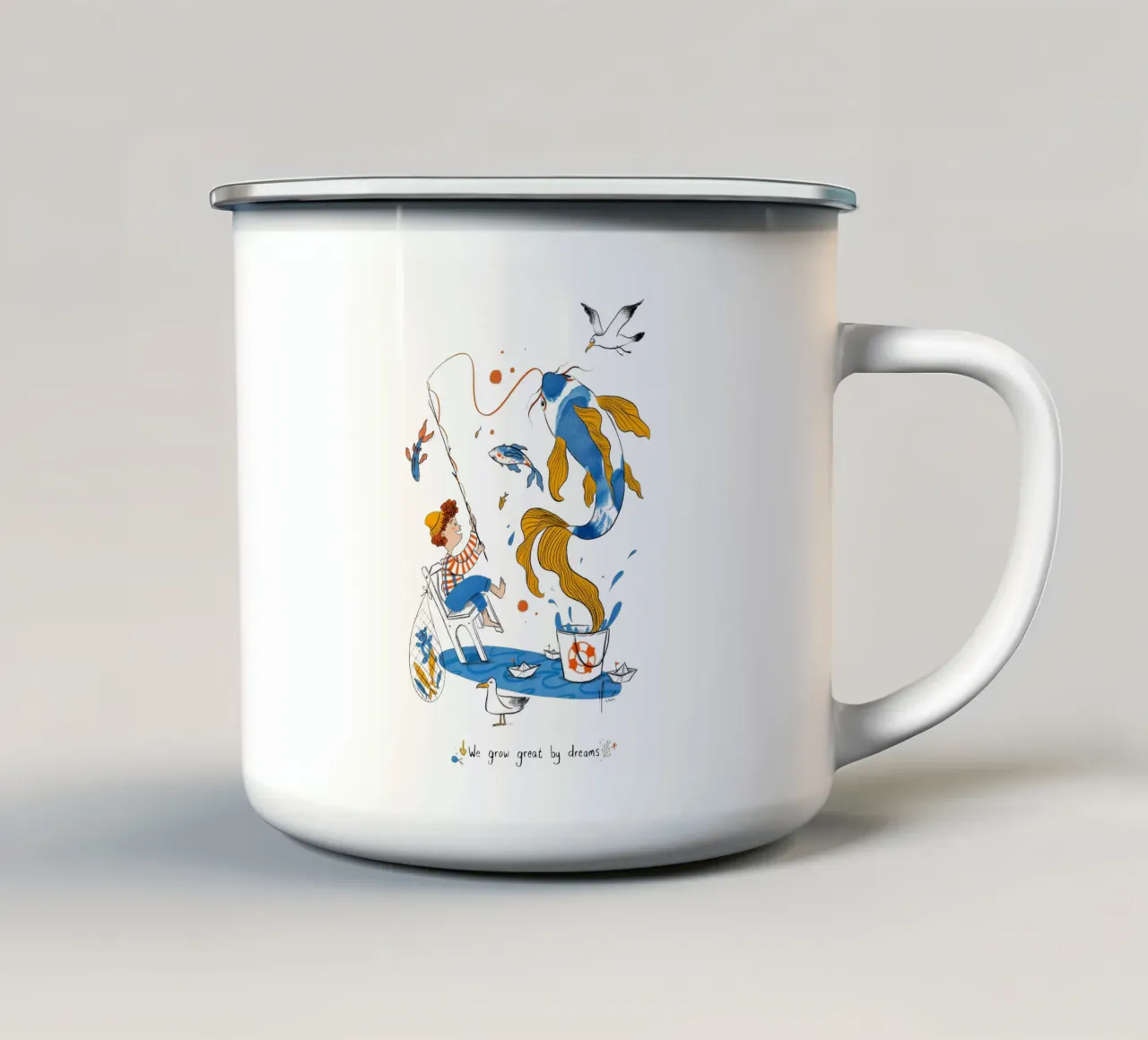 C'est en rêvant que l'on devient grand mug en émail de Moira Scicluna Zahra