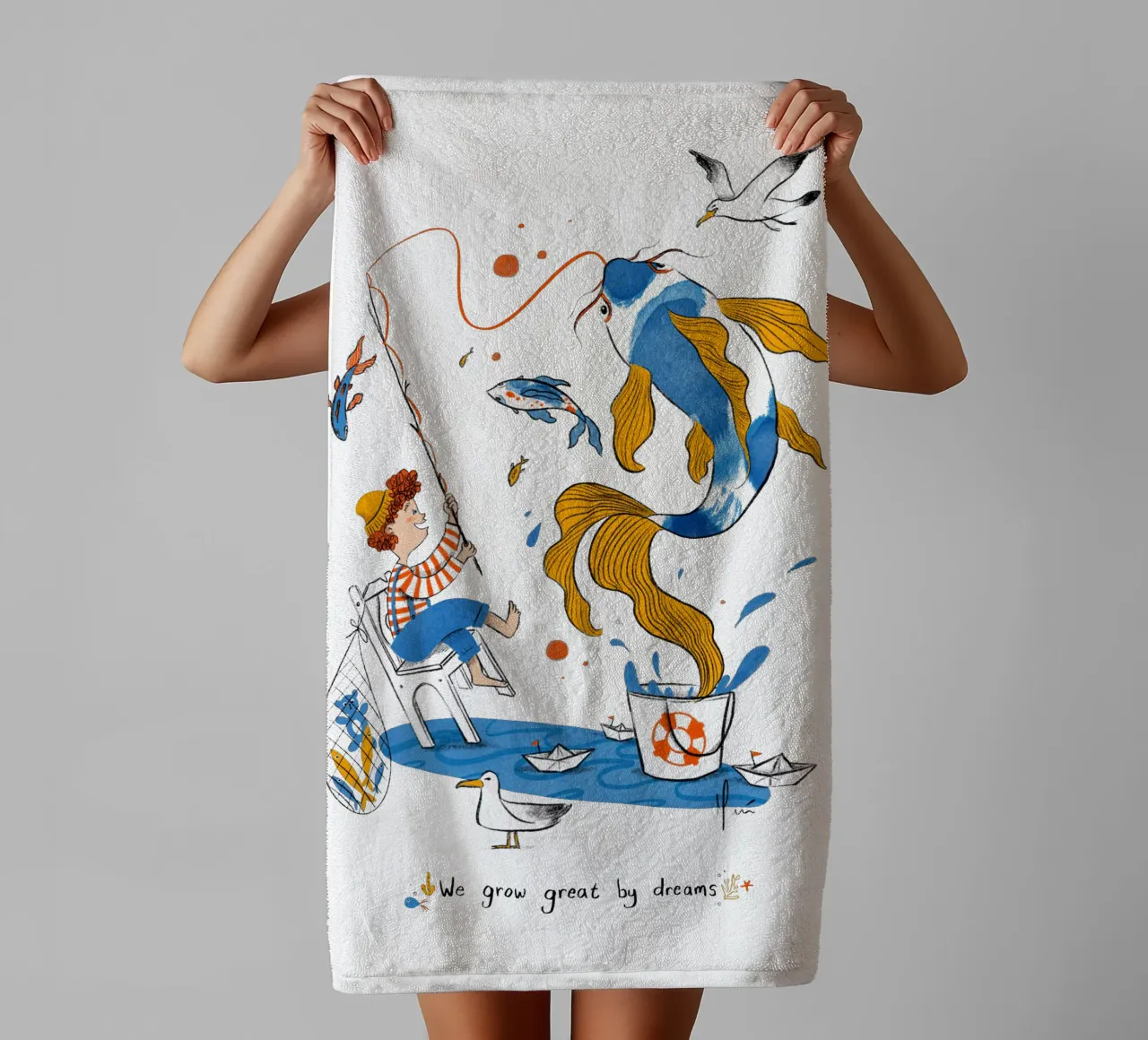 C'est en rêvant que l'on devient grand serviette de bain de Moira Scicluna Zahra