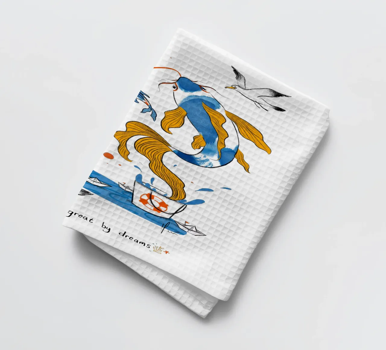 Wir werden groß durch Träume Geschirrtuch von Moira Scicluna Zahra