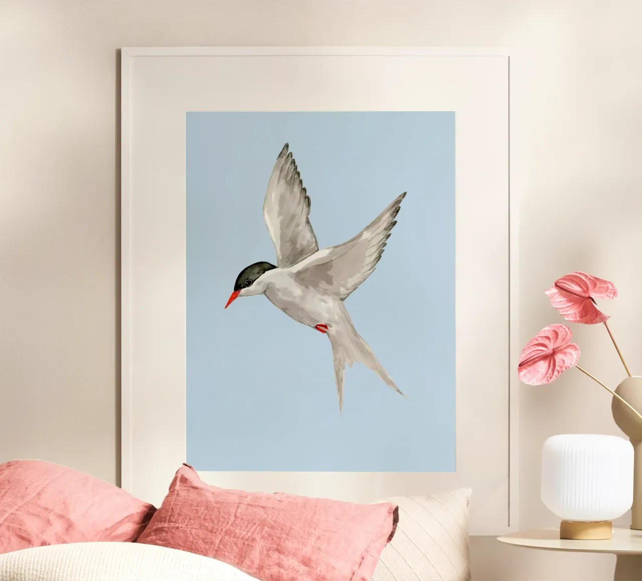 Acquerello di sterna artica poster con telaio in legno da BwiseLizzy
