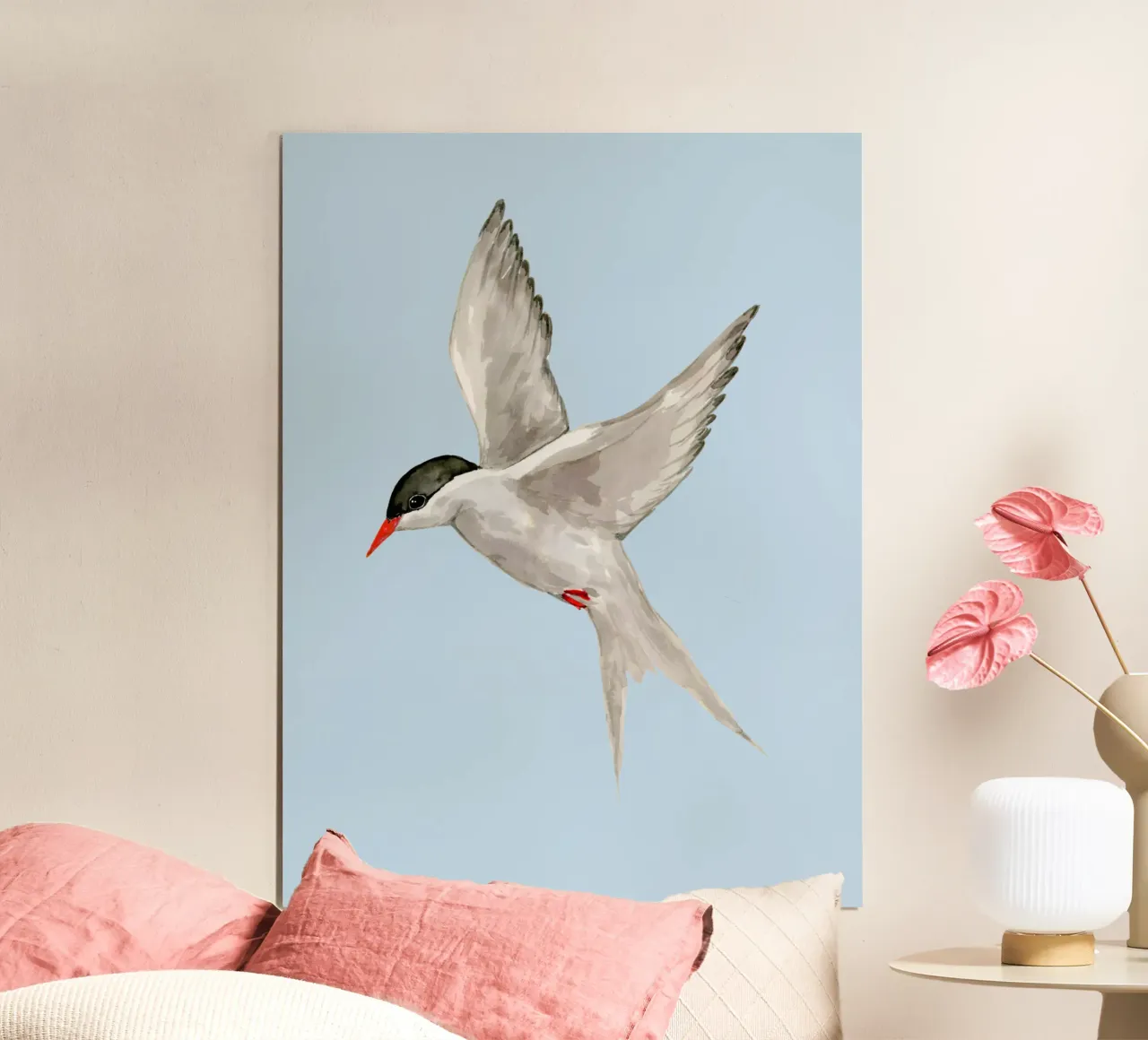 Acquerello di sterna artica poster con telaio in legno da BwiseLizzy