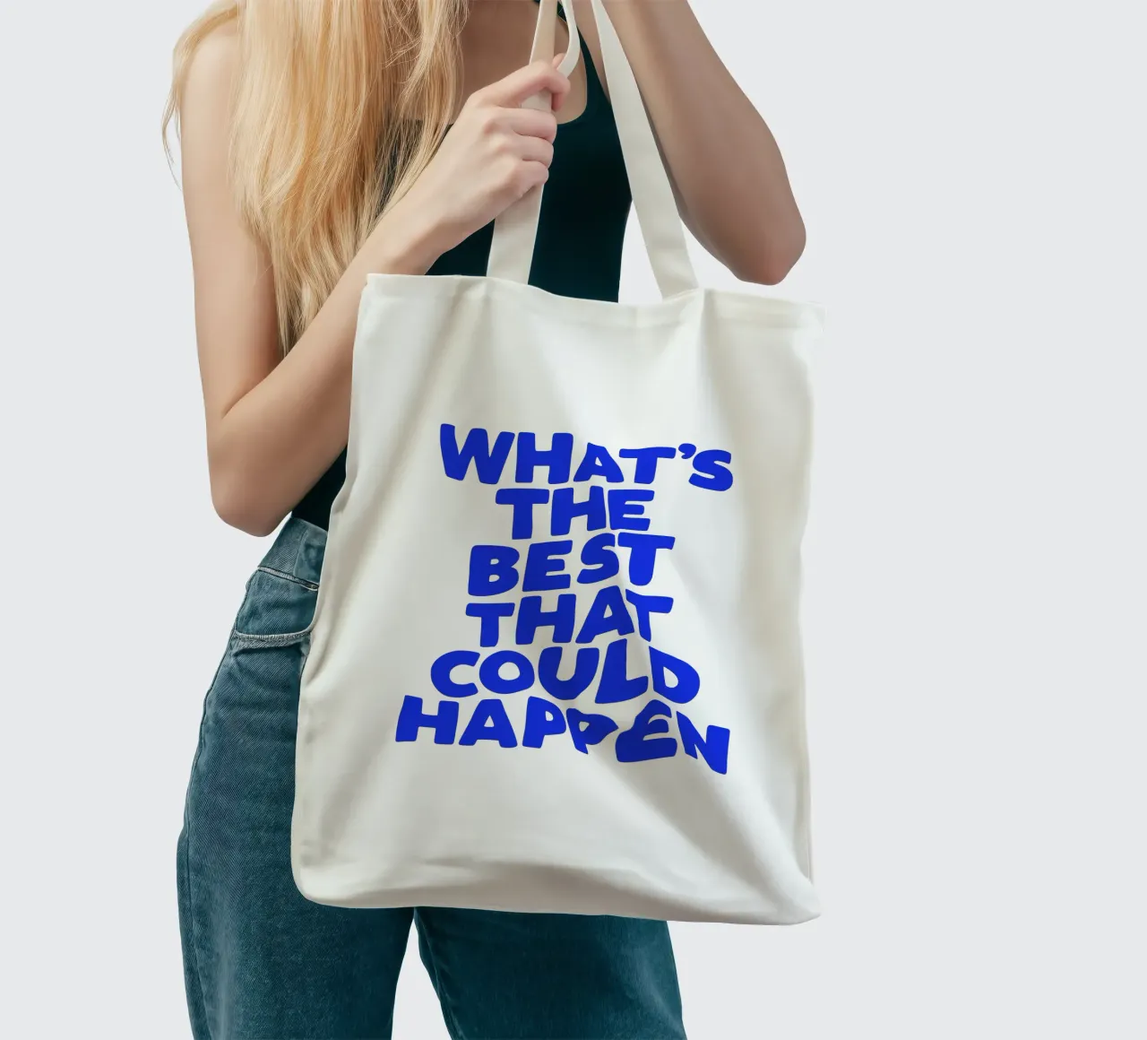 What's The Best That Could Happen Typografie Design tote bag by THE MOTIVATED TYPE
