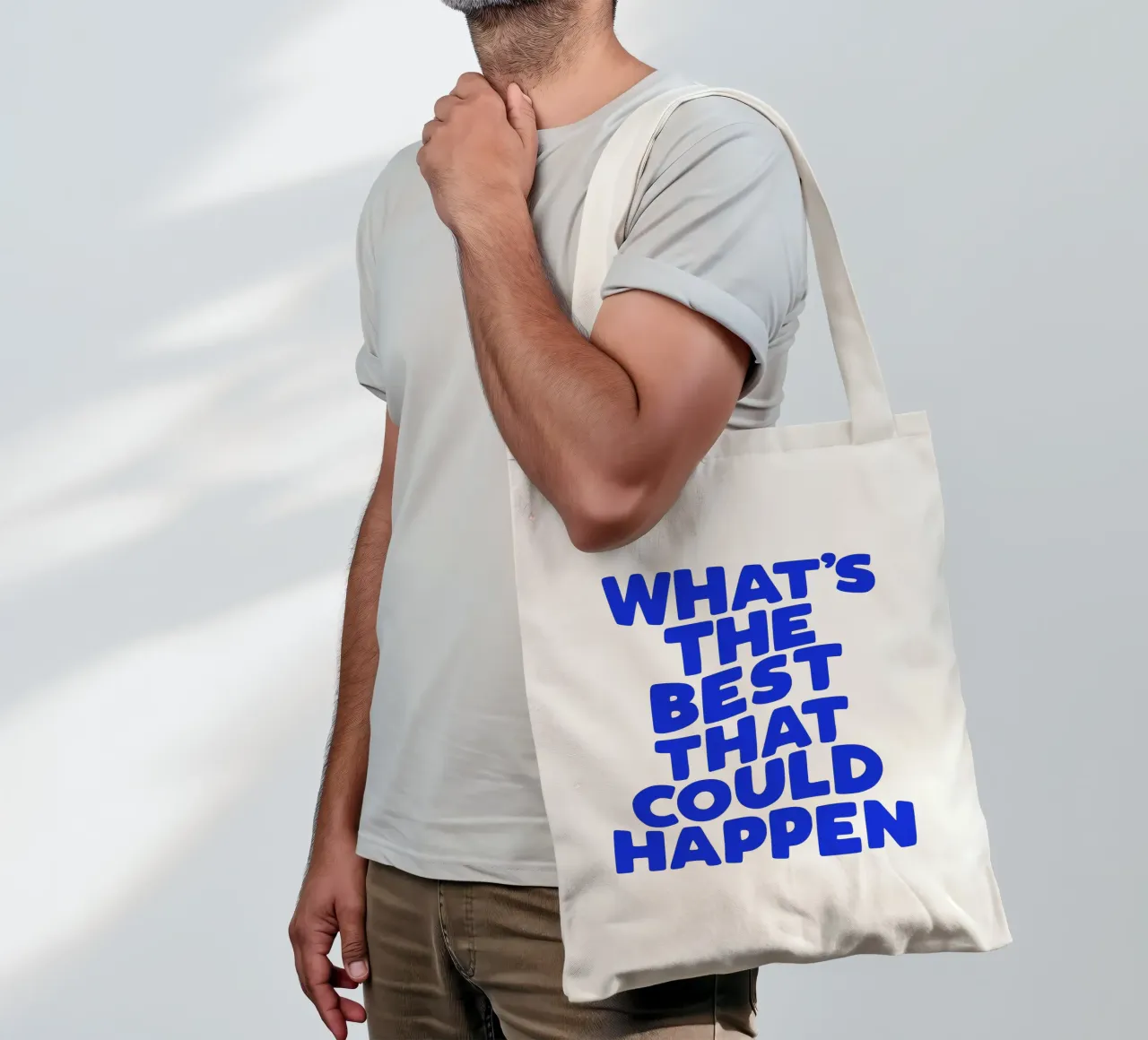 What's The Best That Could Happen Typografie Design tote bag by THE MOTIVATED TYPE