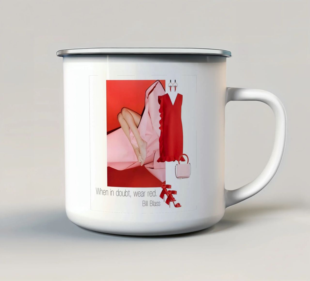 When in doubt, wear red. tazza in smalto da TASTE OF BLISS