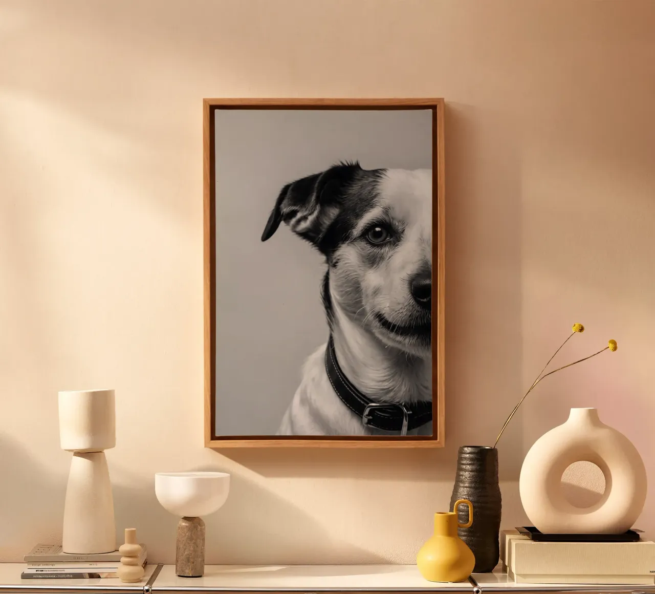 The curious look of the Jack Russell | Work 01 canvas with Floater frame by Paws & Portraits