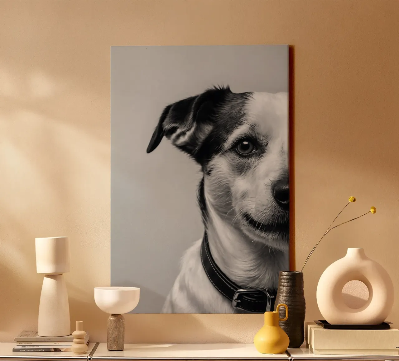 The curious look of the Jack Russell | Work 01 canvas with Floater frame by Paws & Portraits