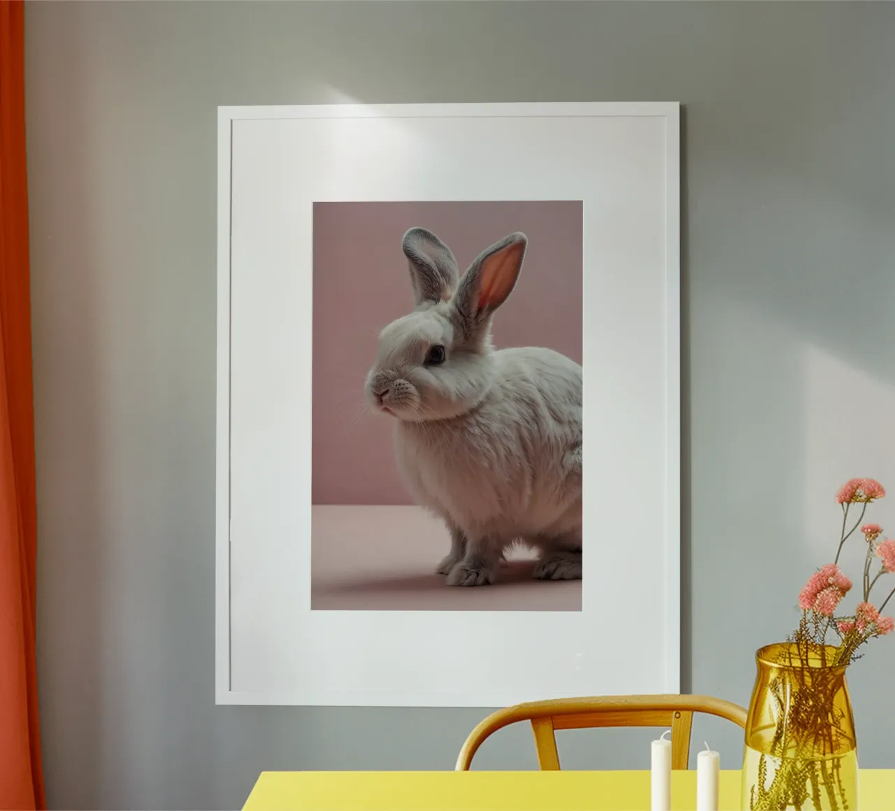 The gentle rabbit in pink | Work 02 hahnemühle by Paws & Portraits