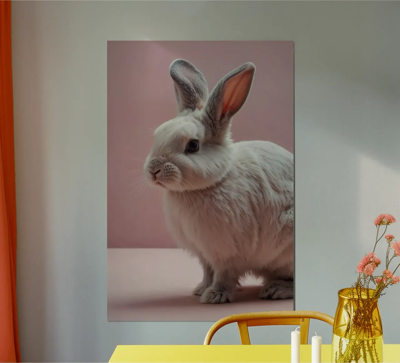 The gentle rabbit in pink | Work 02 hahnemühle by Paws & Portraits