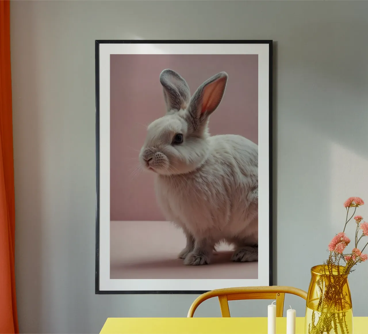 The gentle rabbit in pink | Work 02 hahnemühle by Paws & Portraits