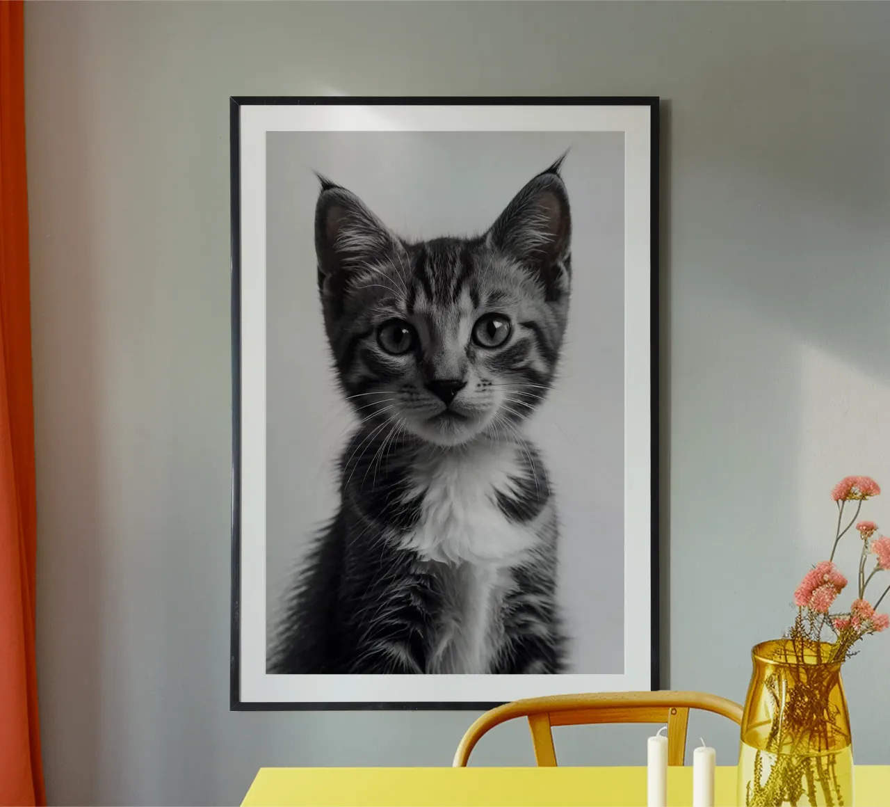 Eleganza in bianco e nero: ritratto di gattino | Werk 05 poster da Paws & Portraits