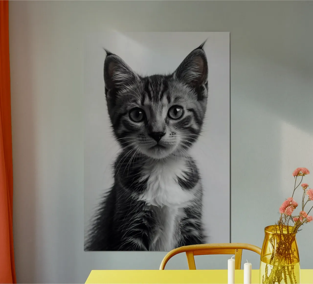 Eleganza in bianco e nero: ritratto di gattino | Werk 05 poster da Paws & Portraits