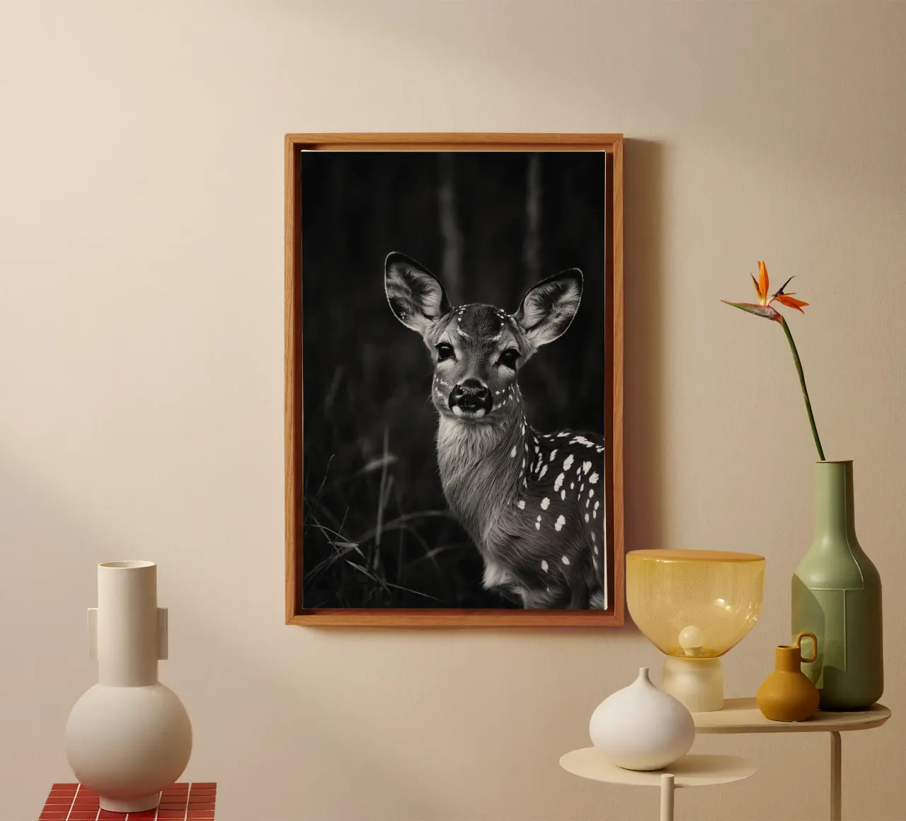 Genade en onschuld: Fawn in het bos | Werk 08 canvas met Baklijst van Paws & Portraits