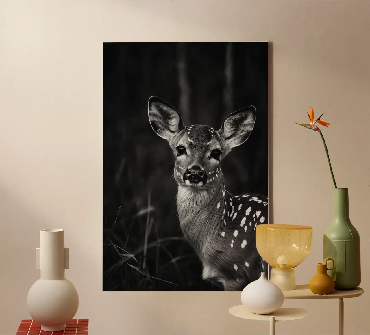 Genade en onschuld: Fawn in het bos | Werk 08 canvas met Baklijst van Paws & Portraits
