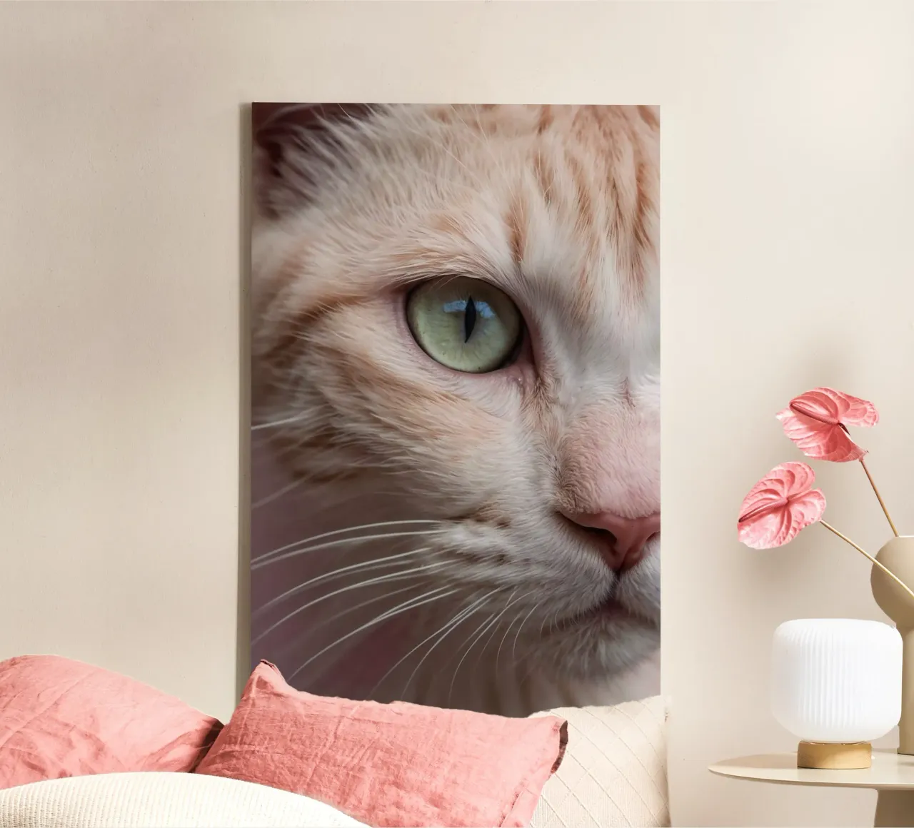 In the gaze of the tiger: close-up of a cat's eye | Werk 12 canvas with Floater frame by Paws & Portraits