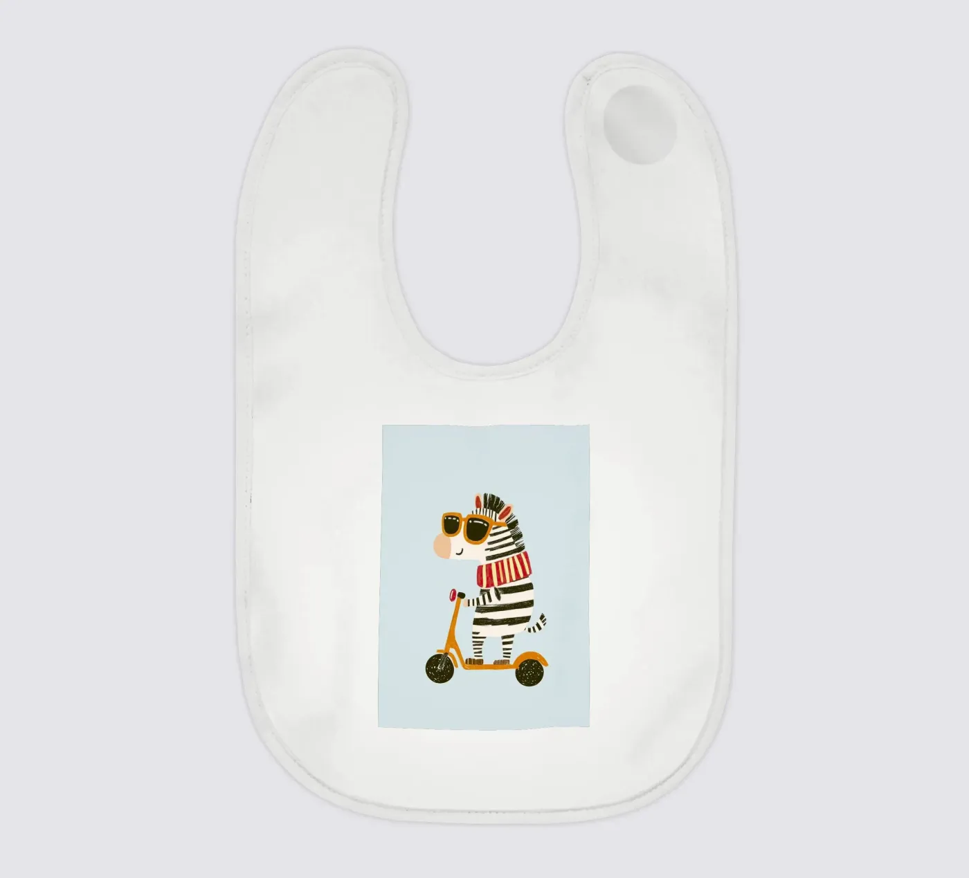 Zebra riding a scooter Babylätzchen von Dreamy Nursery