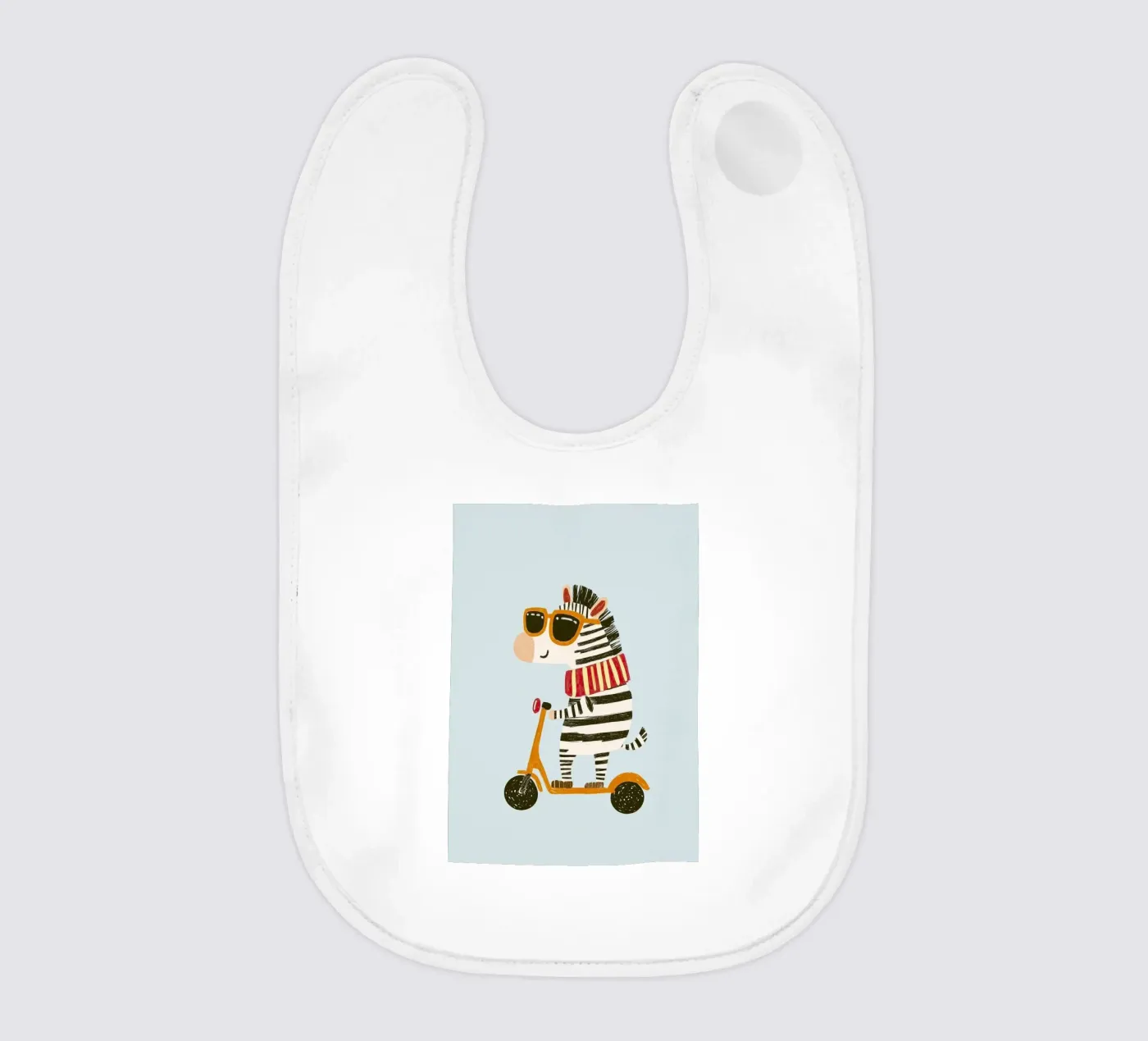 Zebra riding a scooter Babylätzchen von Dreamy Nursery