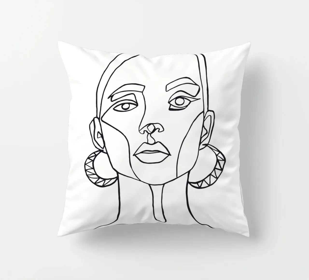 Modern Line Art - Abstract face decorative cushion by Whole©
