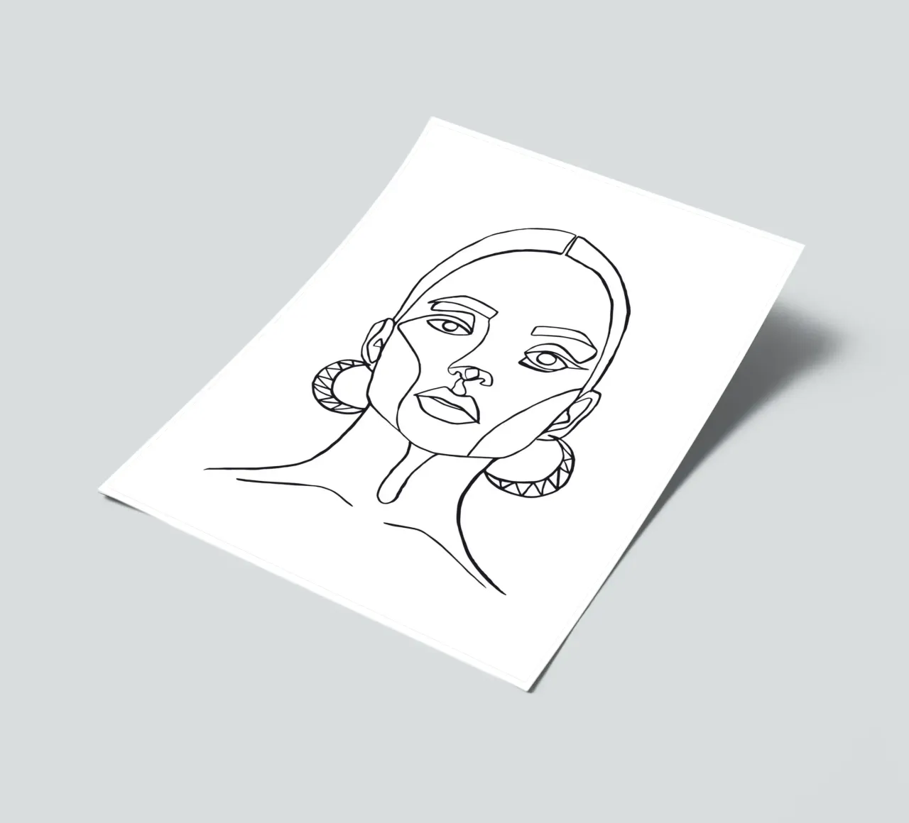 Moderne Line Art – Abstraktes Gesicht Stickerbogen von Whole©