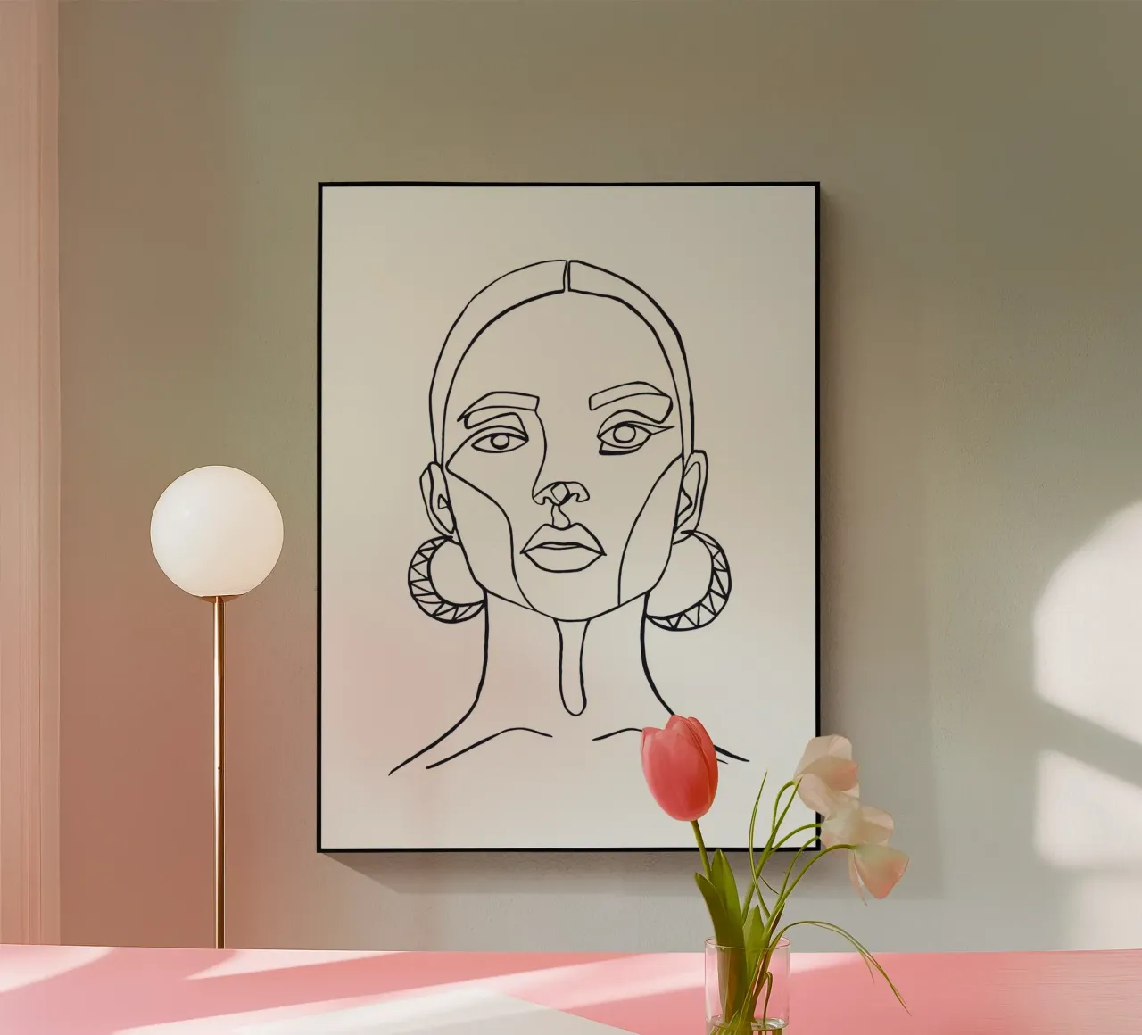 Moderne Line Art – Abstraktes Gesicht Acryl-Glas von Whole©