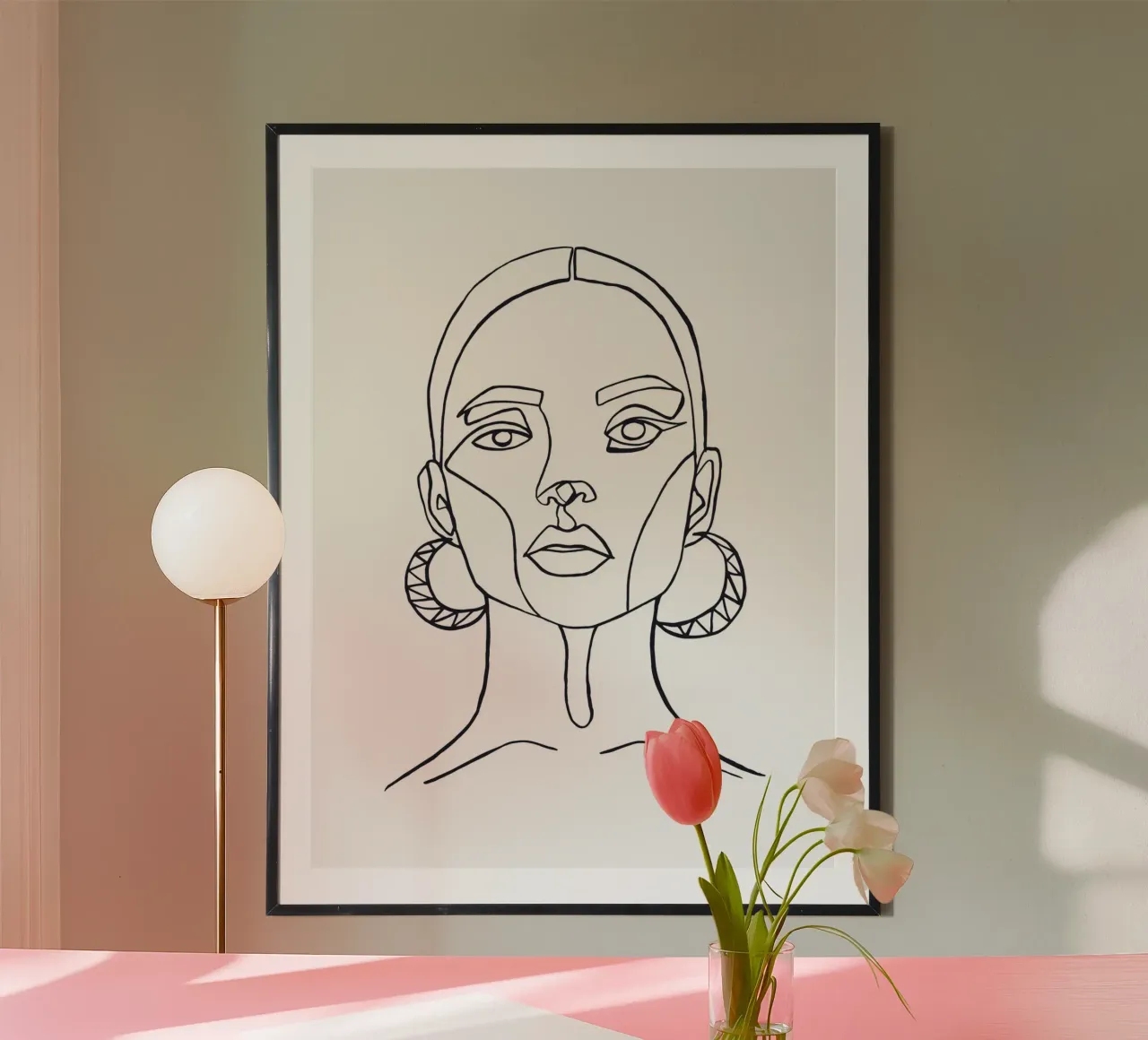Modern Line Art - Abstract face hahnemühle by Whole©