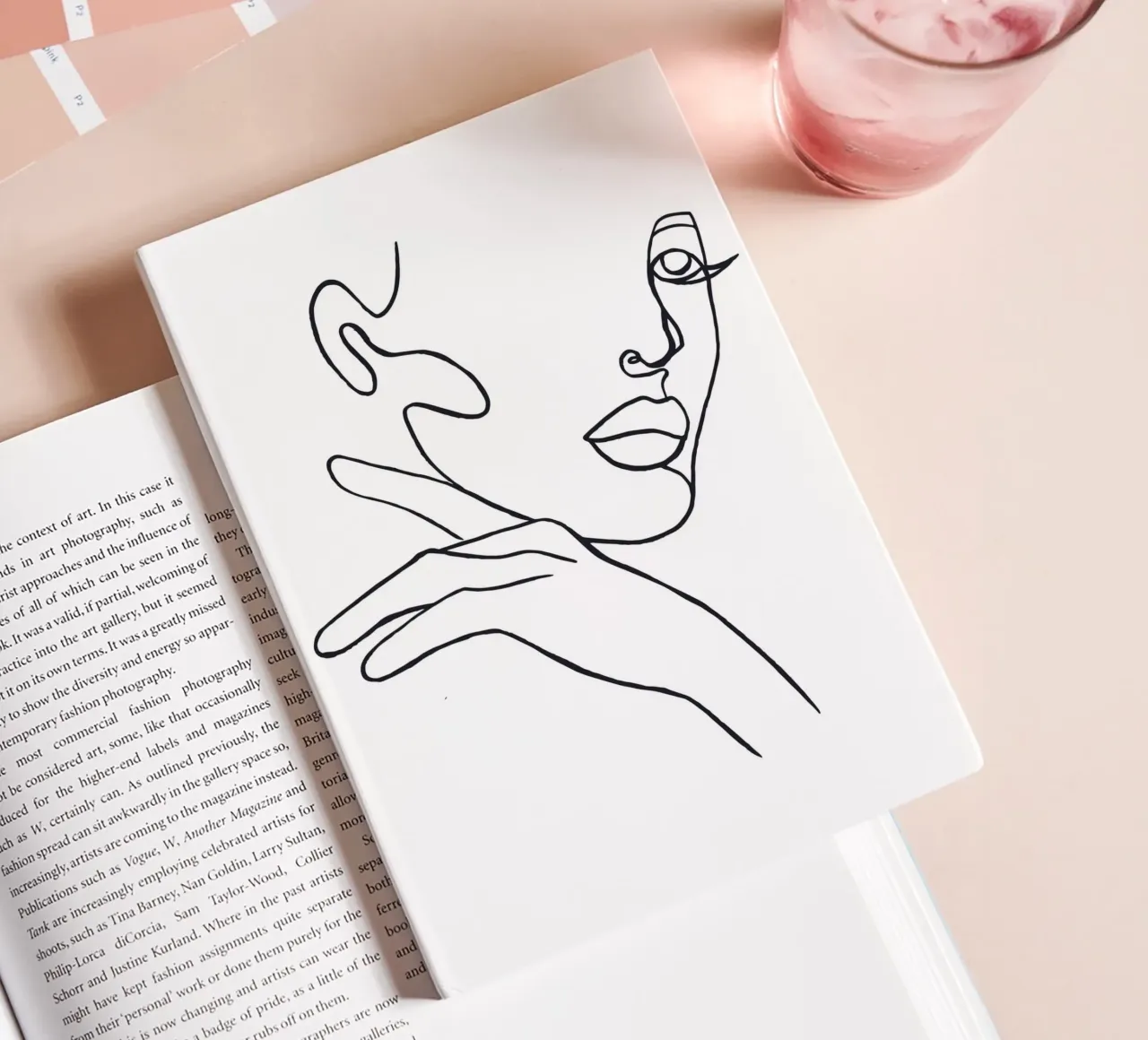 Abstract line art - Elegant face notebook by Whole©