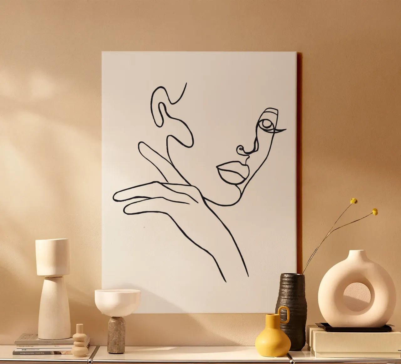 Abstract line art - Elegant face canvas by Whole©