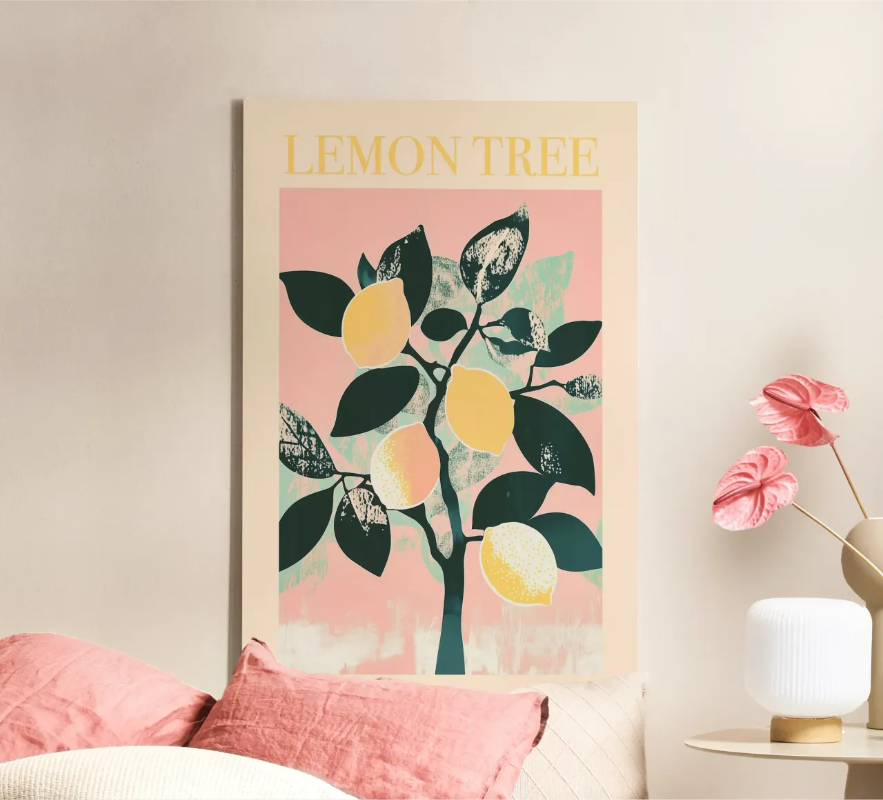 Limone color pastello tela con Cornice a cassetta da Carinaprint