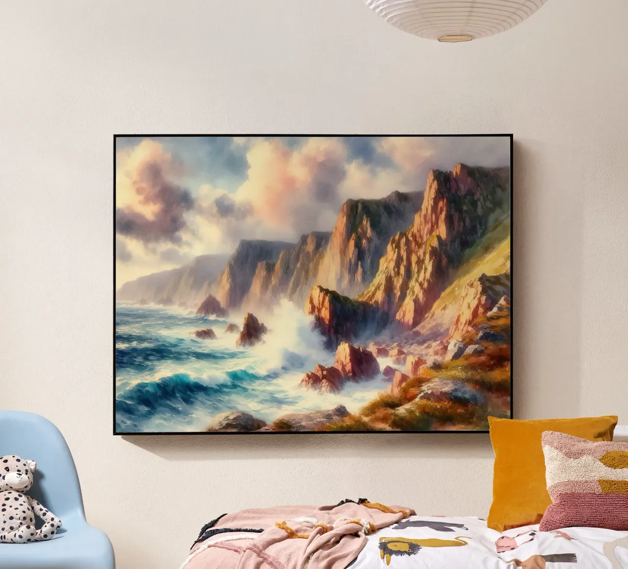 Dramatische oceaankliff acryl van Living Canvas