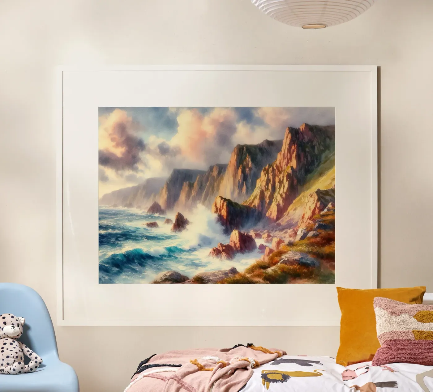 Dramatic Ocean Cliffside poster by Living Canvas