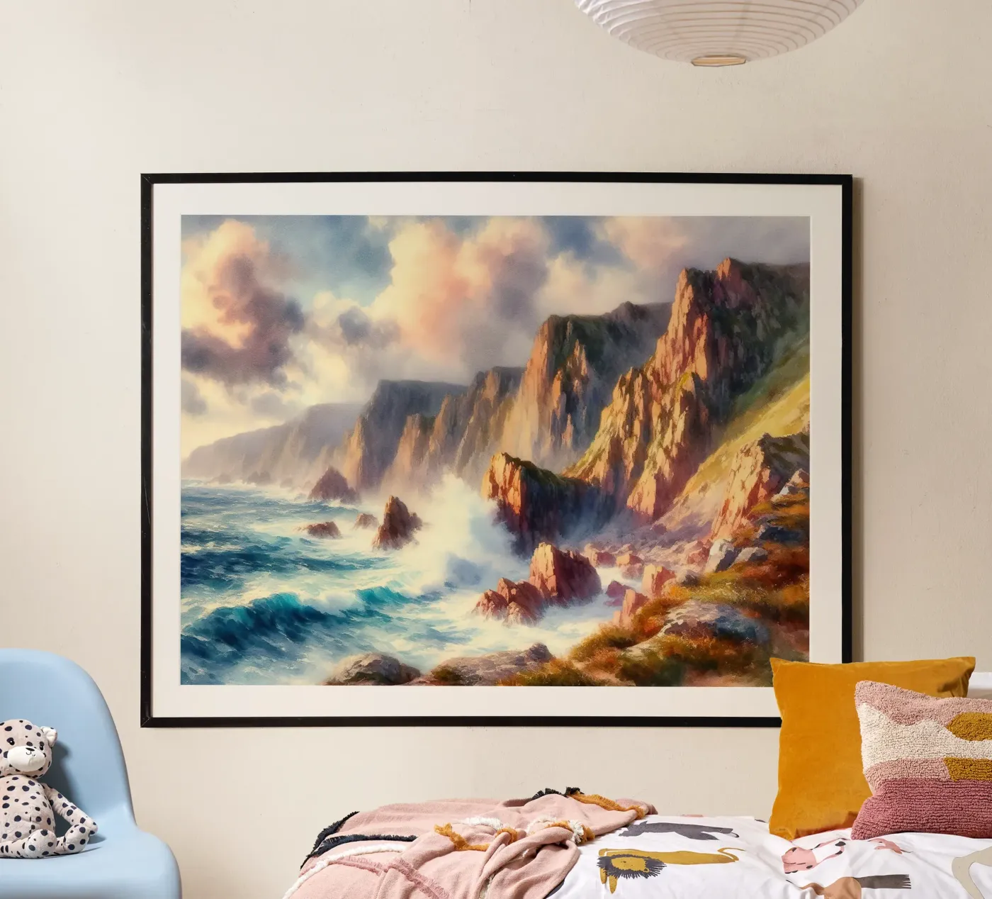 Dramatic Ocean Cliffside poster by Living Canvas