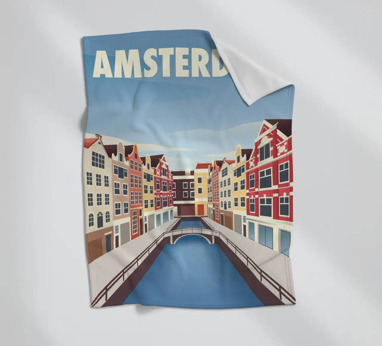 Scena del canale di Amsterdam coperta in pile da Charnwood Prints
