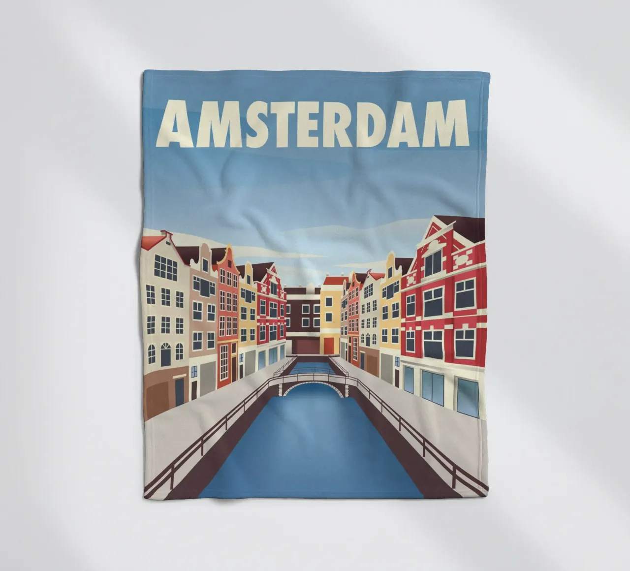 Scena del canale di Amsterdam coperta in pile da Charnwood Prints
