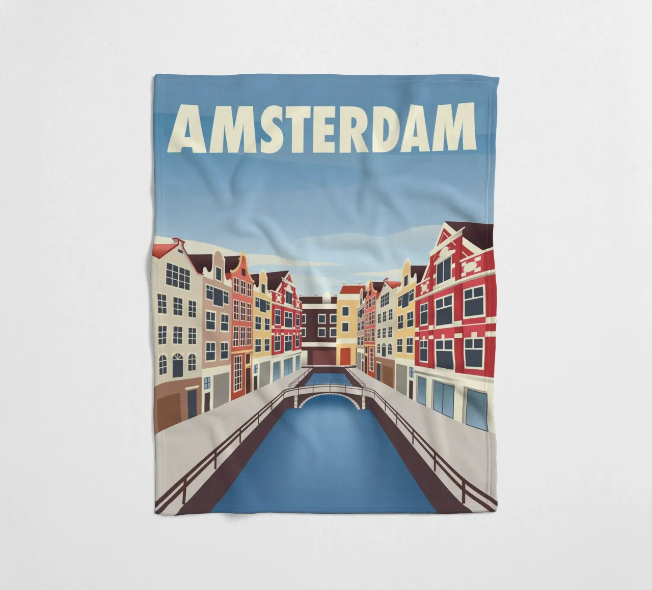 Scena del canale di Amsterdam coperta in pile da Charnwood Prints