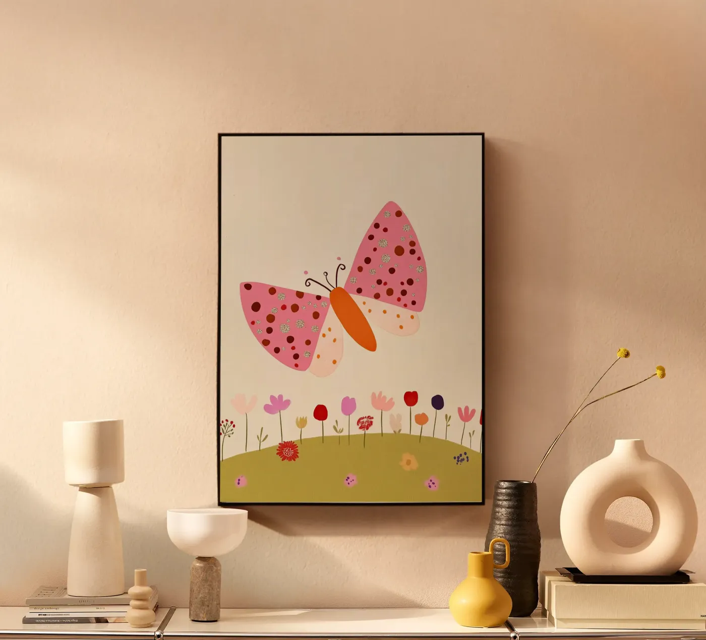 Vlinder en bloemen acryl van Dreamy Nursery
