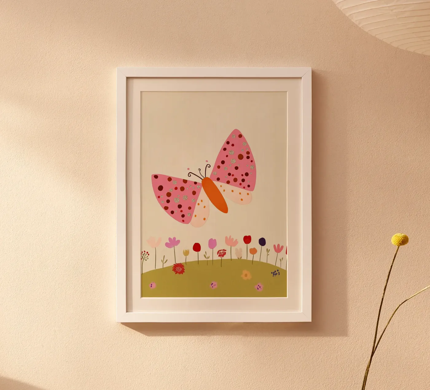 Butterfly and flowers poster van Dreamy Nursery