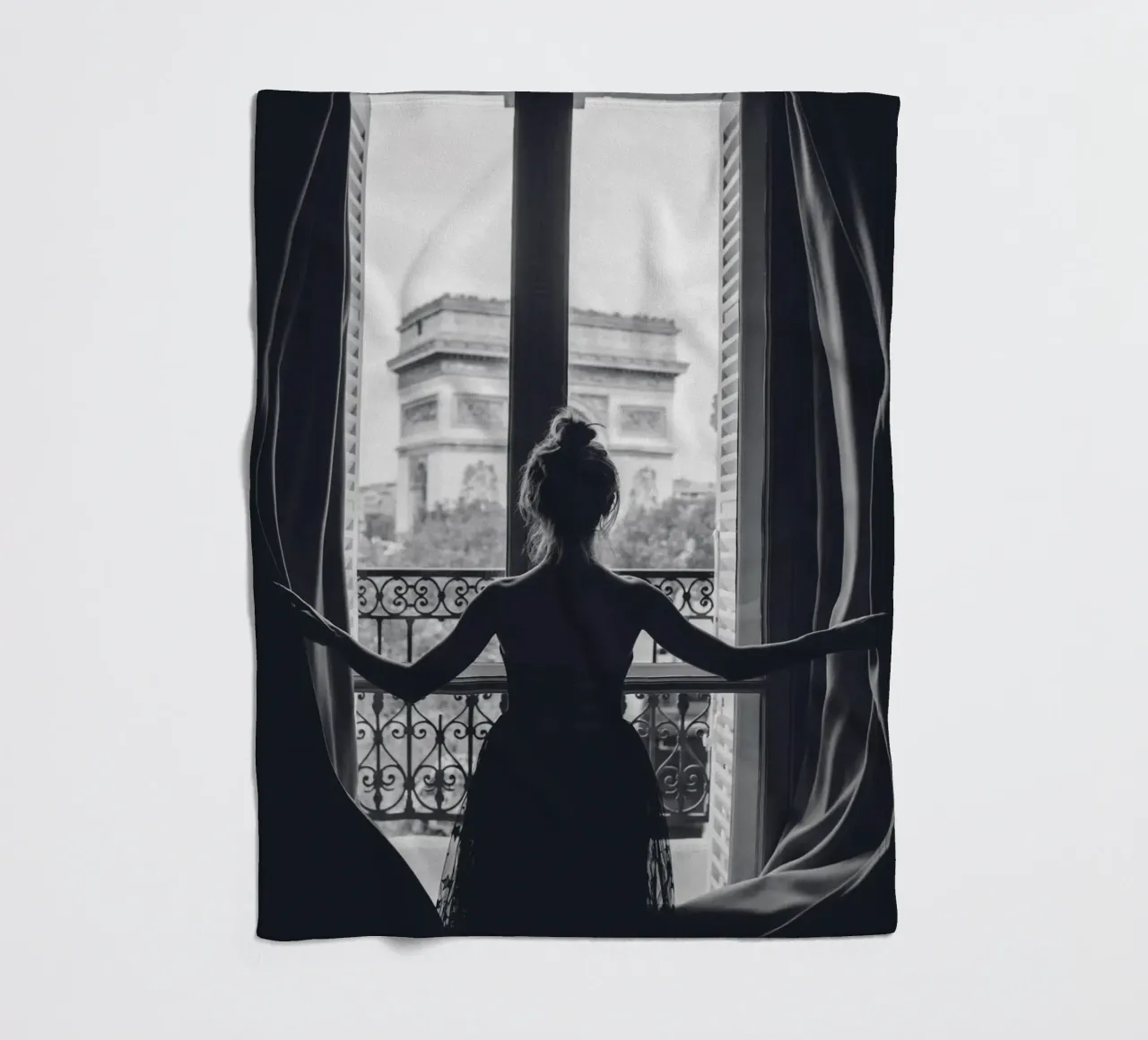 Paris View - Elegant fotokunstontwerp fleecedeken van Whole©