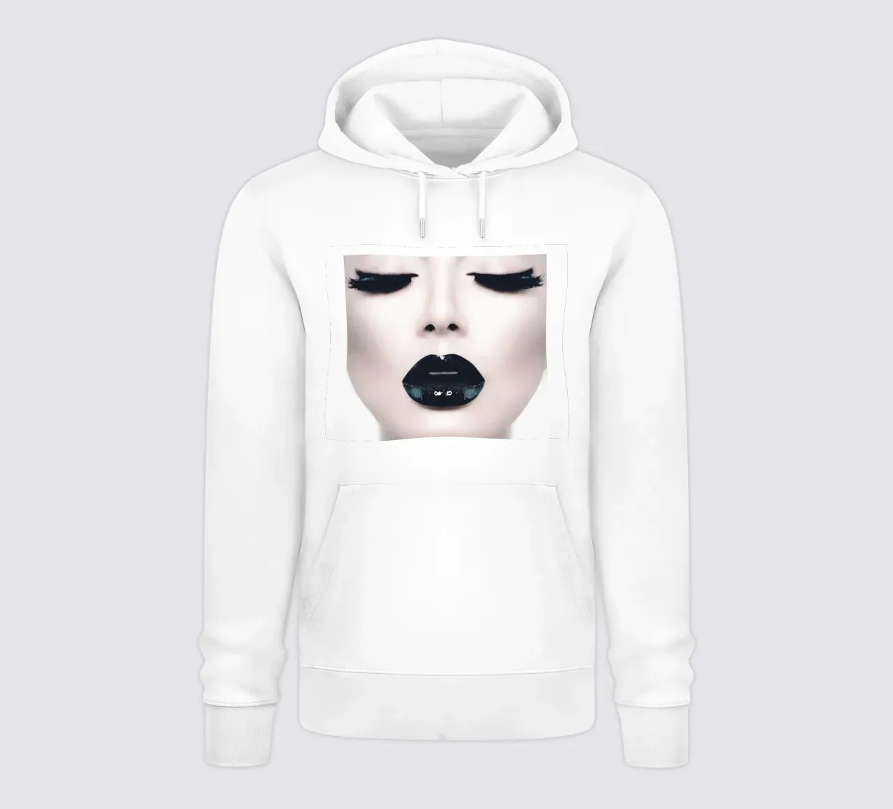 Eleganza in bianco e nero | Design moderno di lip art felpa con cappuccio da Whole©