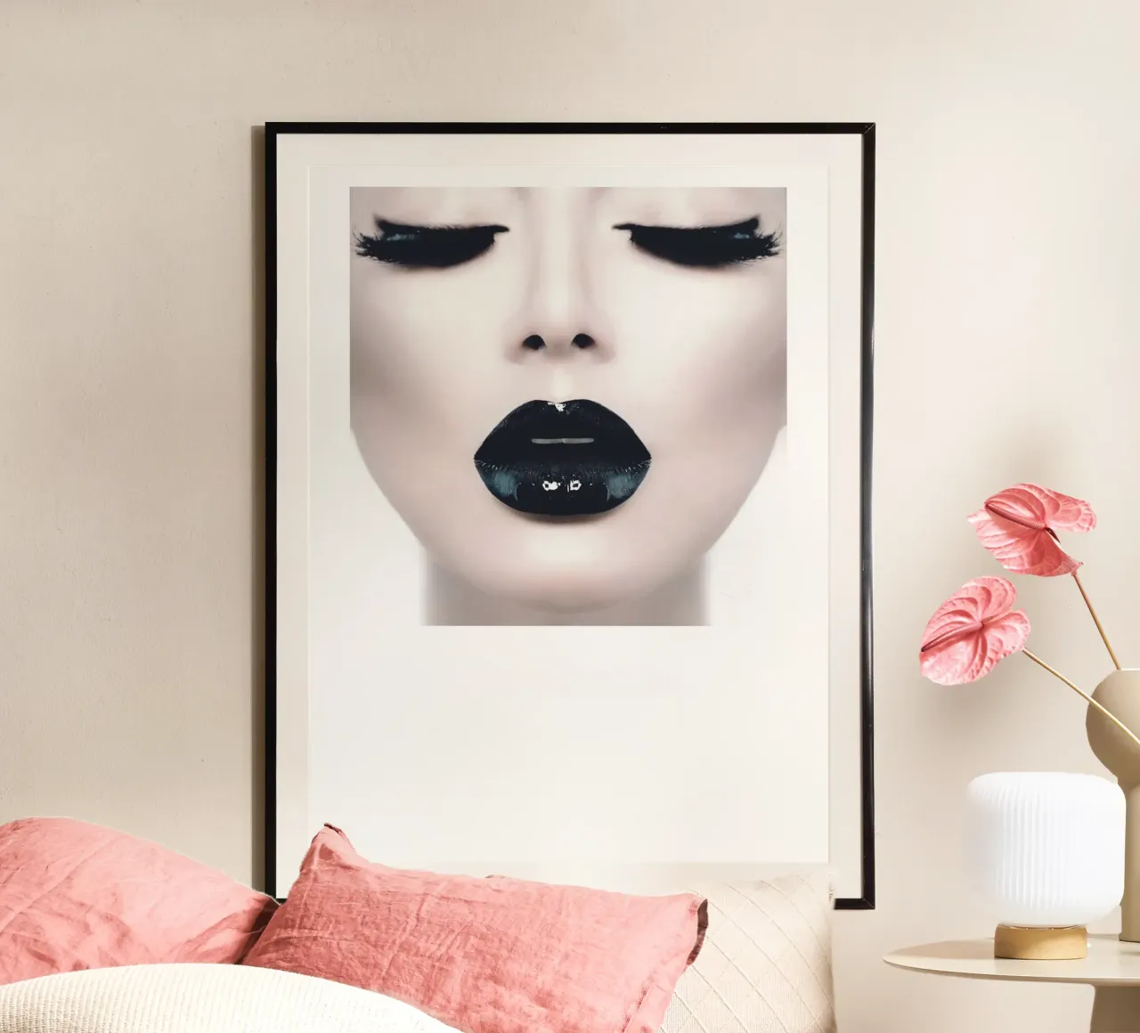 Eleganza in bianco e nero | Design moderno di lip art carta hahnemühle da Whole©