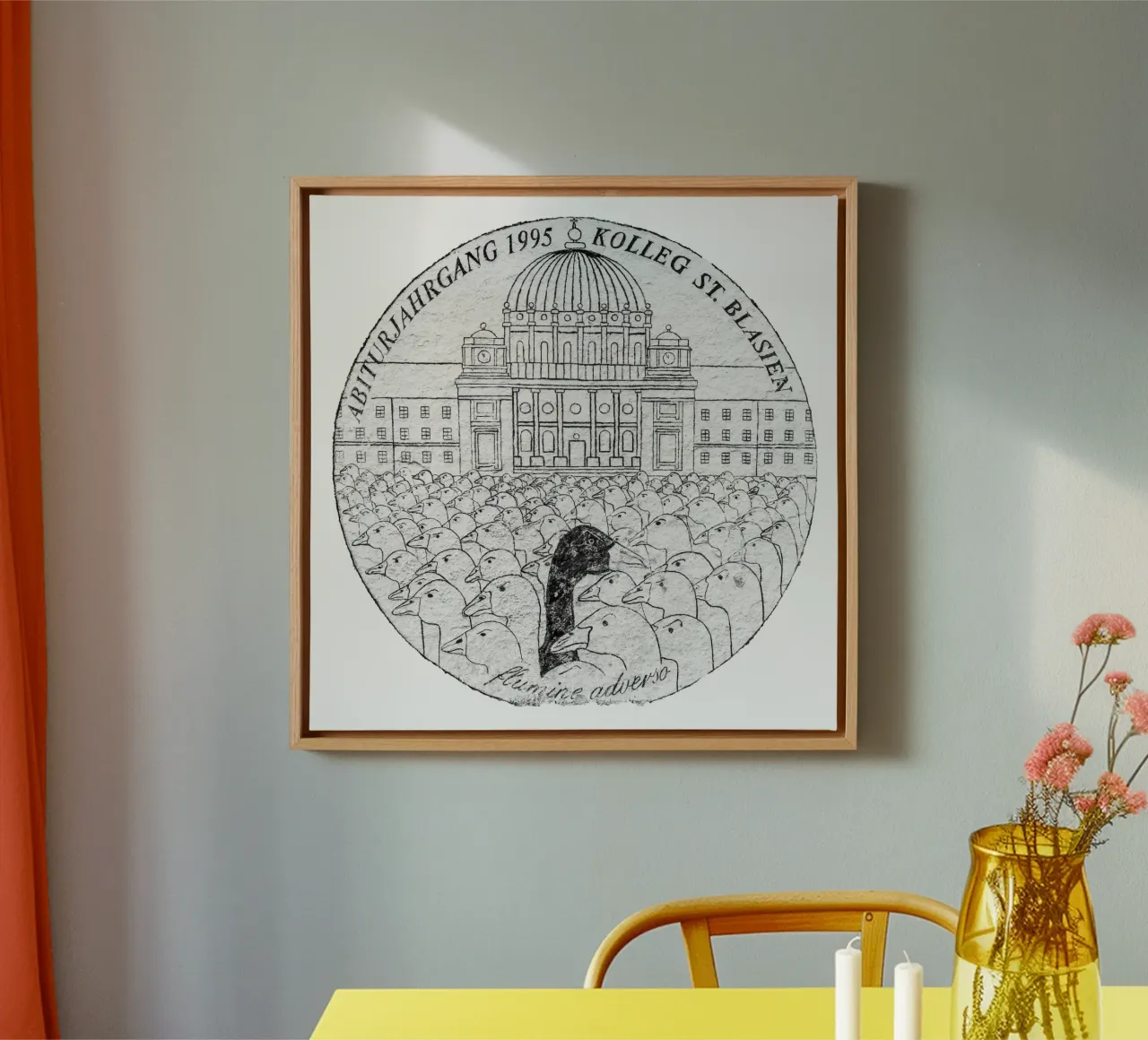 Abilogo 1995 (Original Mauerstruktur) Leinwand mit Schattenfugenrahmen von Kolleg St. Blasien