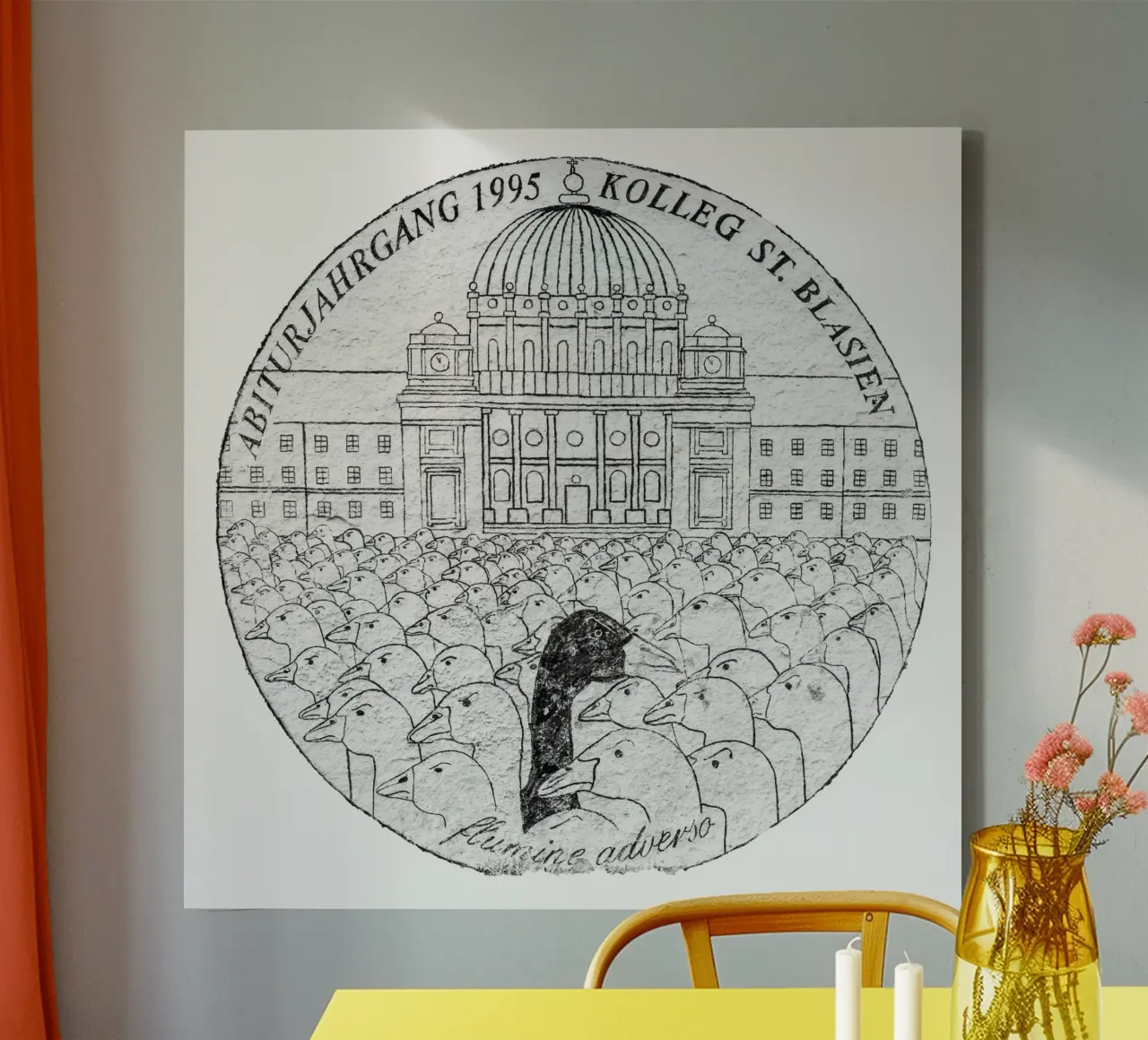 Abilogo 1995 (Original Mauerstruktur) Leinwand mit Schattenfugenrahmen von Kolleg St. Blasien