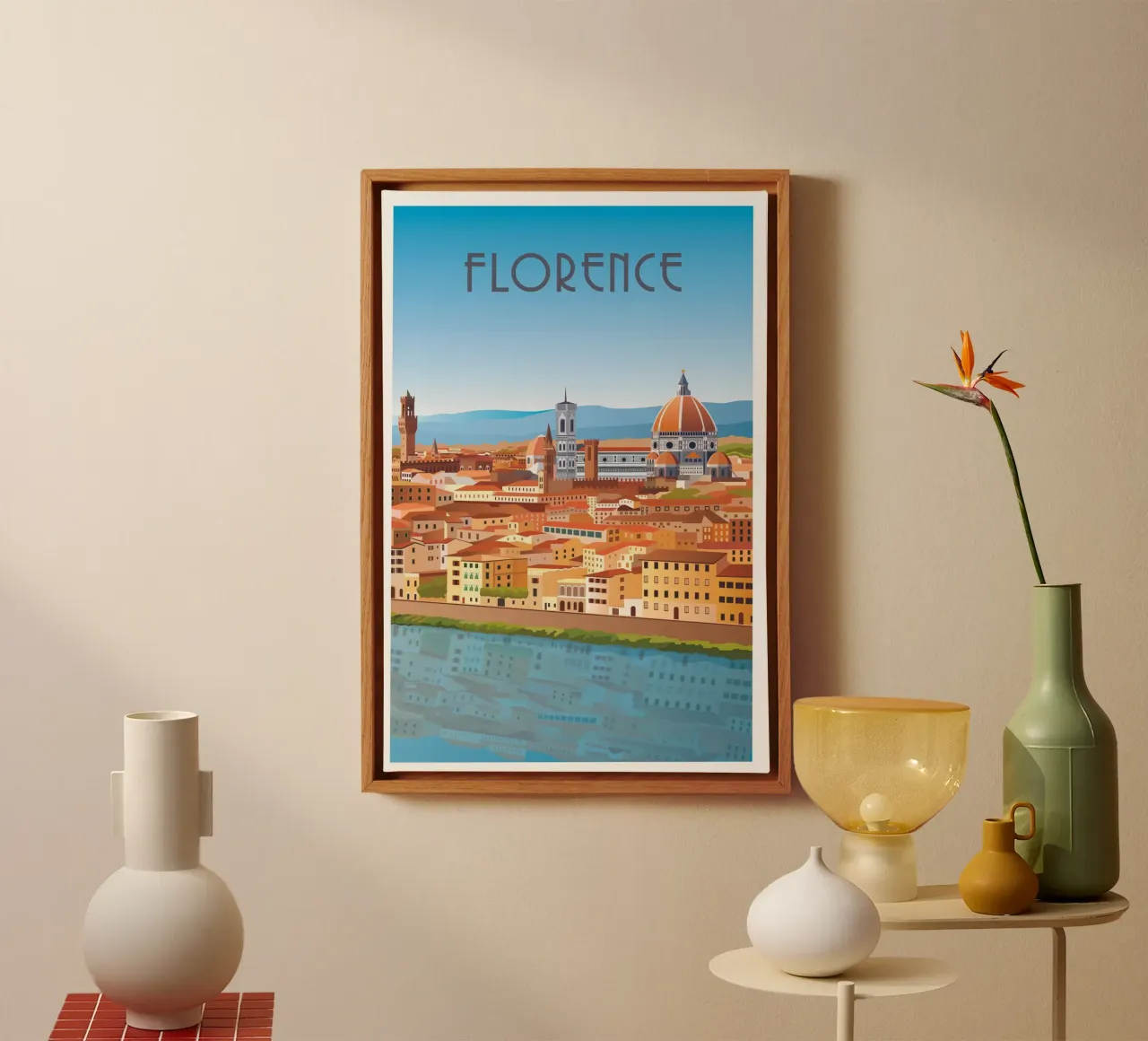 Firenze Duomo Skyline Scène canvas met Baklijst van Charnwood Prints