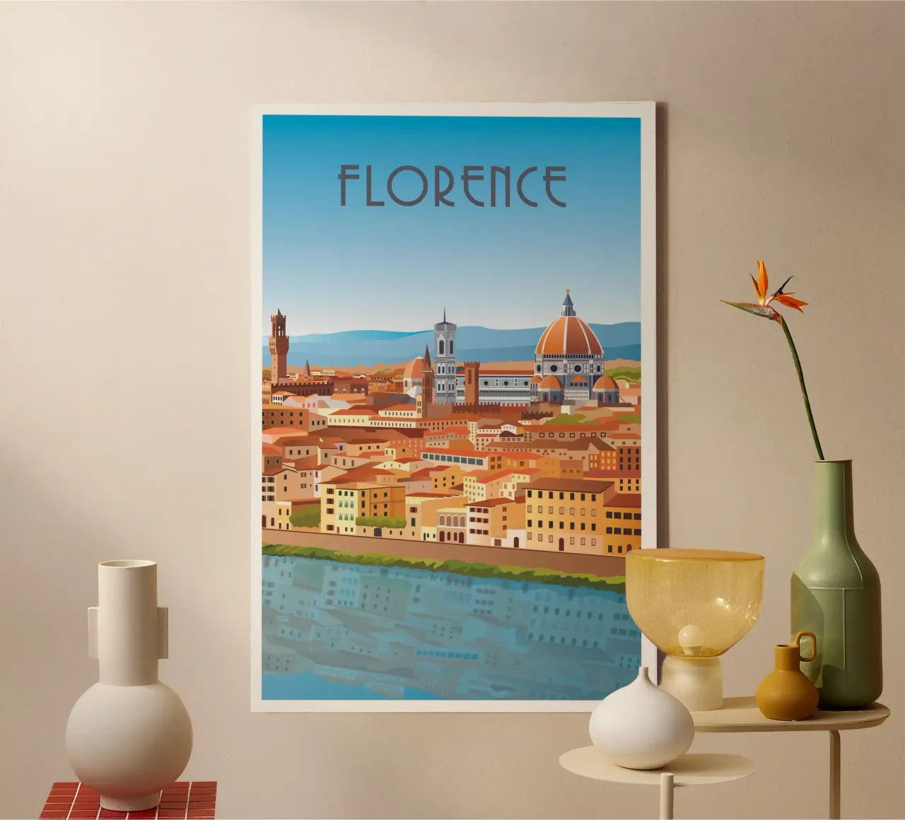 Firenze Duomo Skyline Scène canvas met Baklijst van Charnwood Prints