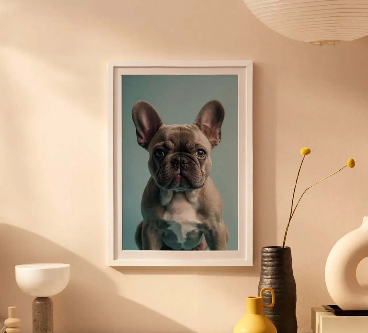 Franse Bulldog puppy met alerte ogen | Werk 3 | Beperkt poster van Paws & Portraits