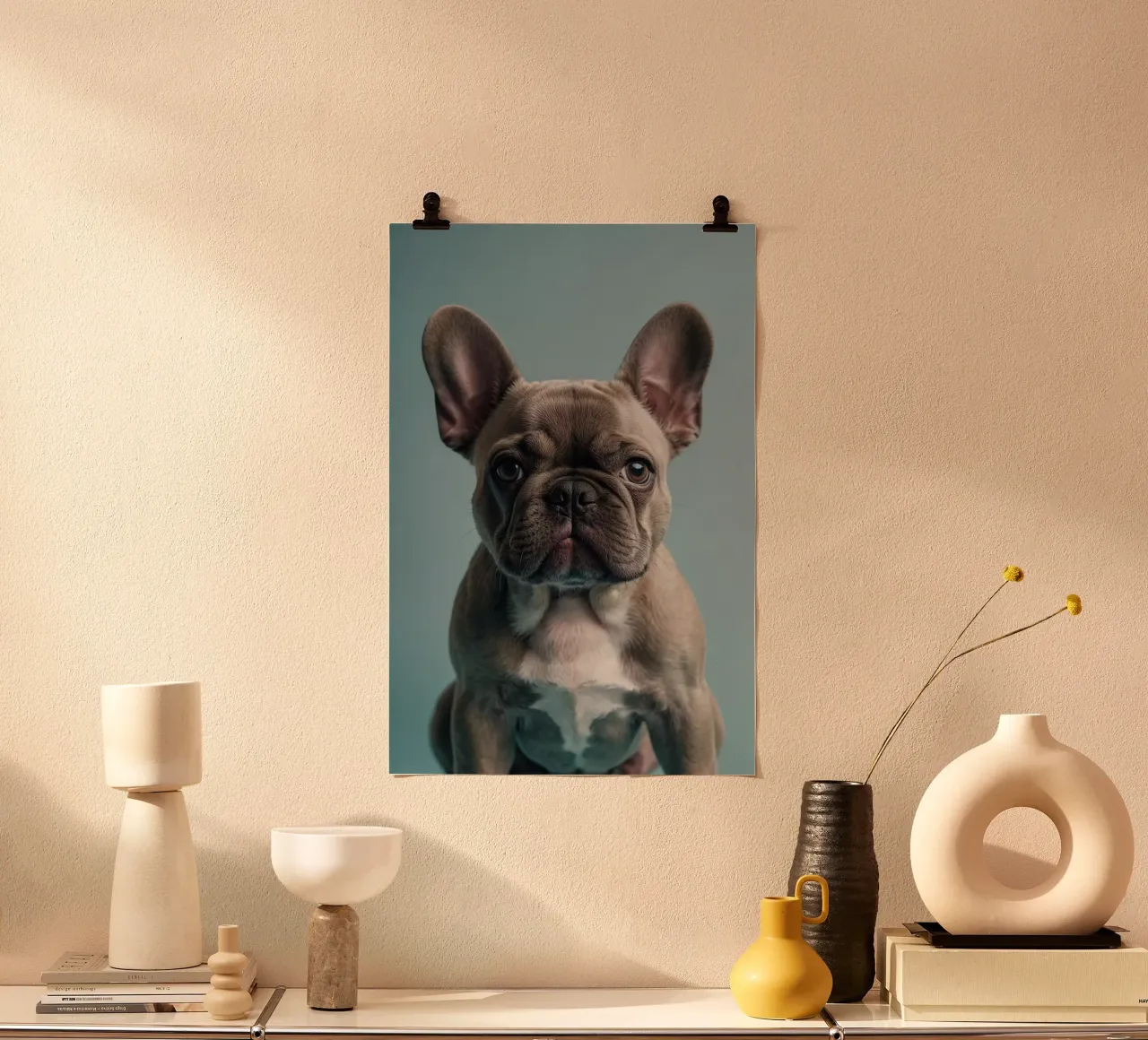 Franse Bulldog puppy met alerte ogen | Werk 3 | Beperkt poster van Paws & Portraits
