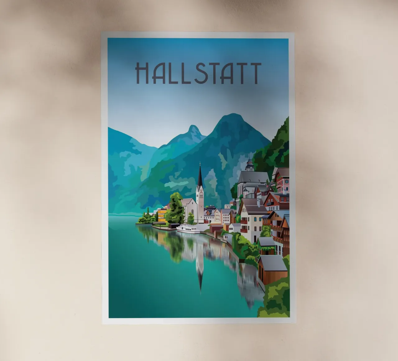 Hallstatt Austria Scena sul lago pellicola backlit da Charnwood Prints