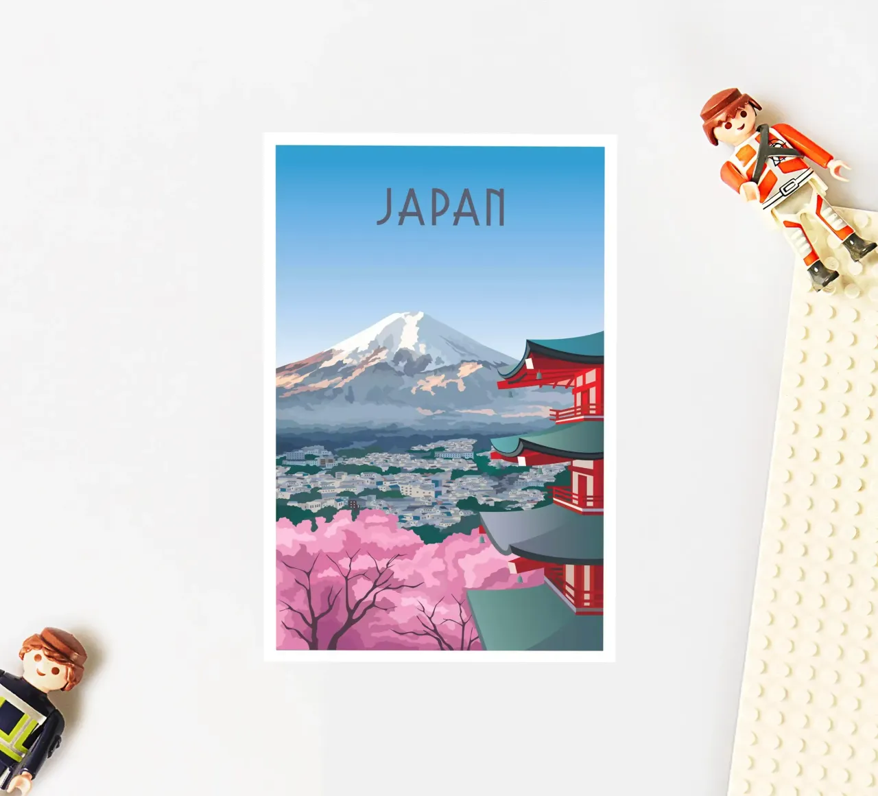 Giappone Scena di fiori e tempio adesivo da Charnwood Prints