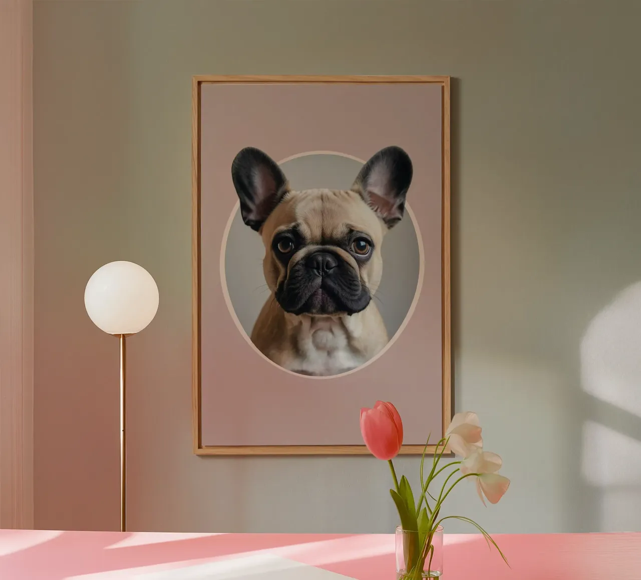 Cucciolo di Bulldog francese in un elegante cerchio | Work 6 | Limited pannello forex da Paws & Portraits